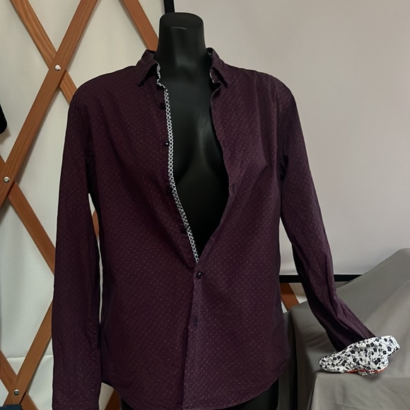 Cactus Man by Ricky Singh men’s  size Small. Purple print. Floral collar & cuff - Picture 2 of 9